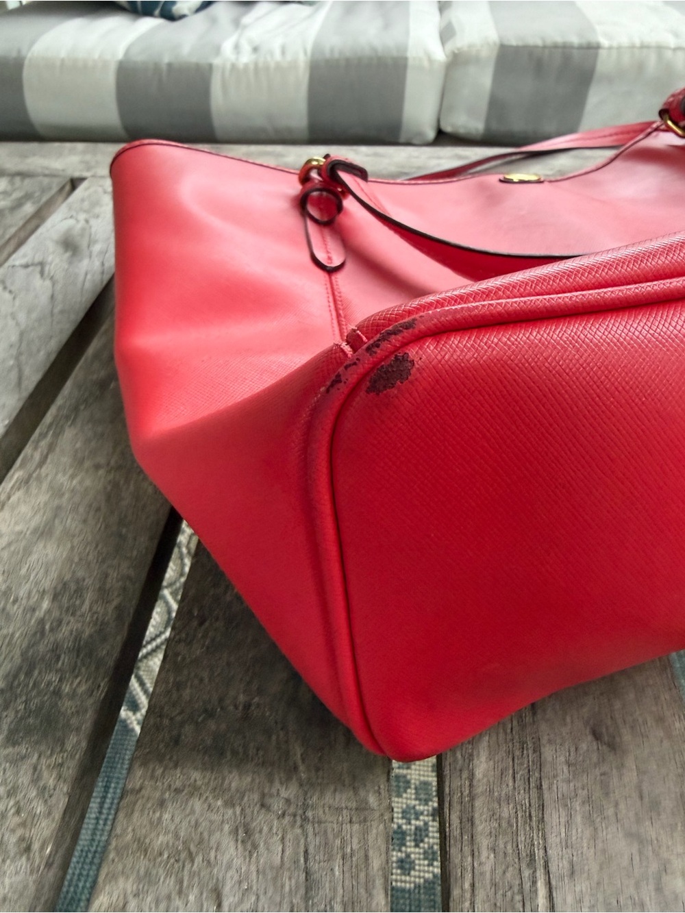 Coach Peyton Handbag F27349 Red Crossgrain Leather Zip Top Work Tote Bag Coral - Picture 8 of 11